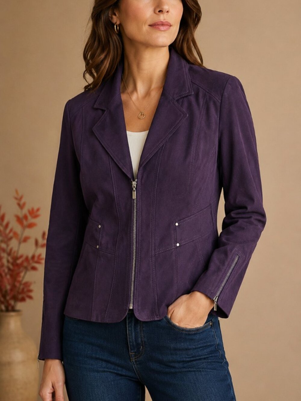 🇨🇦 Vintage Proportion Petite Suede Moto Jacket — 2004–2009 Era — Size 6P 💜
